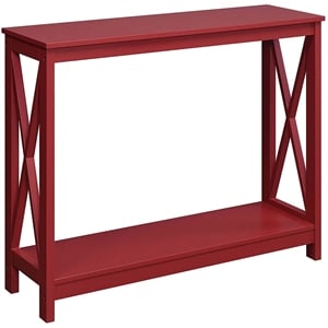 Pemberly Row Transitional Console Table in Red Wood Finish