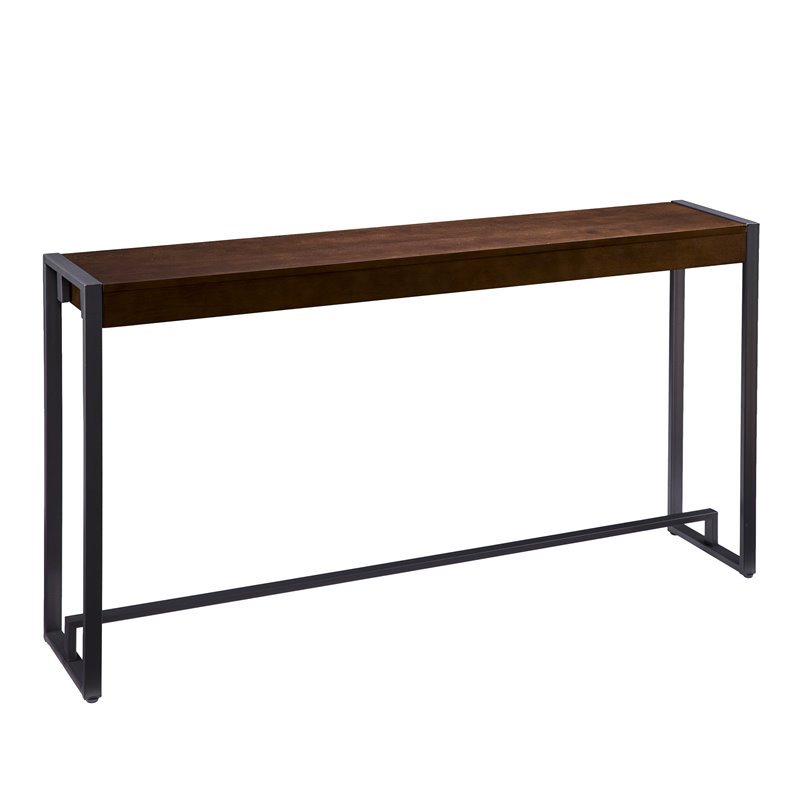 Pemberly Row Transitional Console in Dark Tobacco and Gunmetal Gray