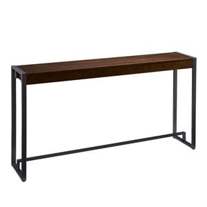 Pemberly Row Transitional Console in Dark Tobacco and Gunmetal Gray