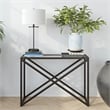 Pemberly Row Traditional 30' Geometric Metal Console Table in Black and Bronze