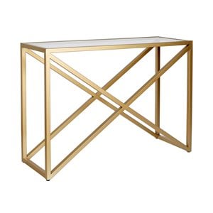 Pemberly Row Traditional 30' Geometric Metal Console Table in Brass