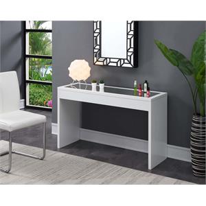 Pemberly Row Transitional Mirrored Console Table in White Wood Finish