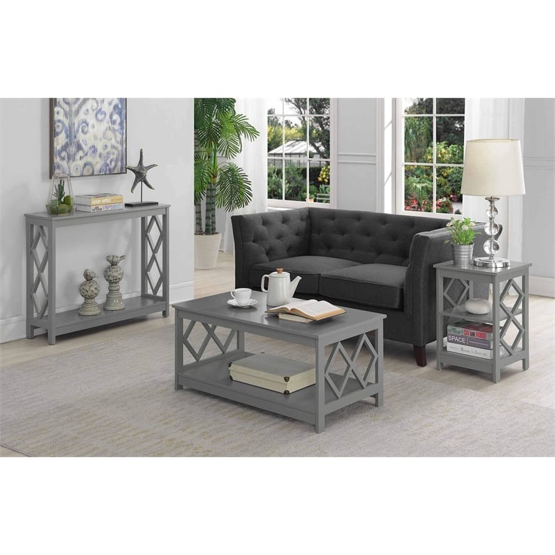 Pemberly Row Contemporary Console Table in Gray Wood Finish