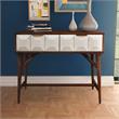 Pemberly Row Mid Century Burnished Walnut Solid Acacia Wood Console Table