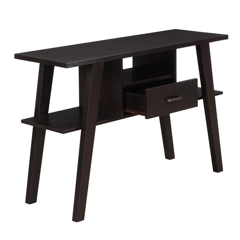 Pemberly Row Contemporary Espresso Wood Console Table with Drawer