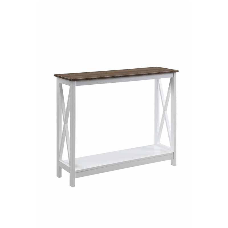 Pemberley Row Wood White Console Table Rectangular Bottom Shelf 31.5