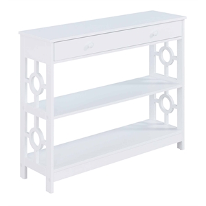 Pemberly Row Contemporary 1 Drawer Console Table in White Wood Finish