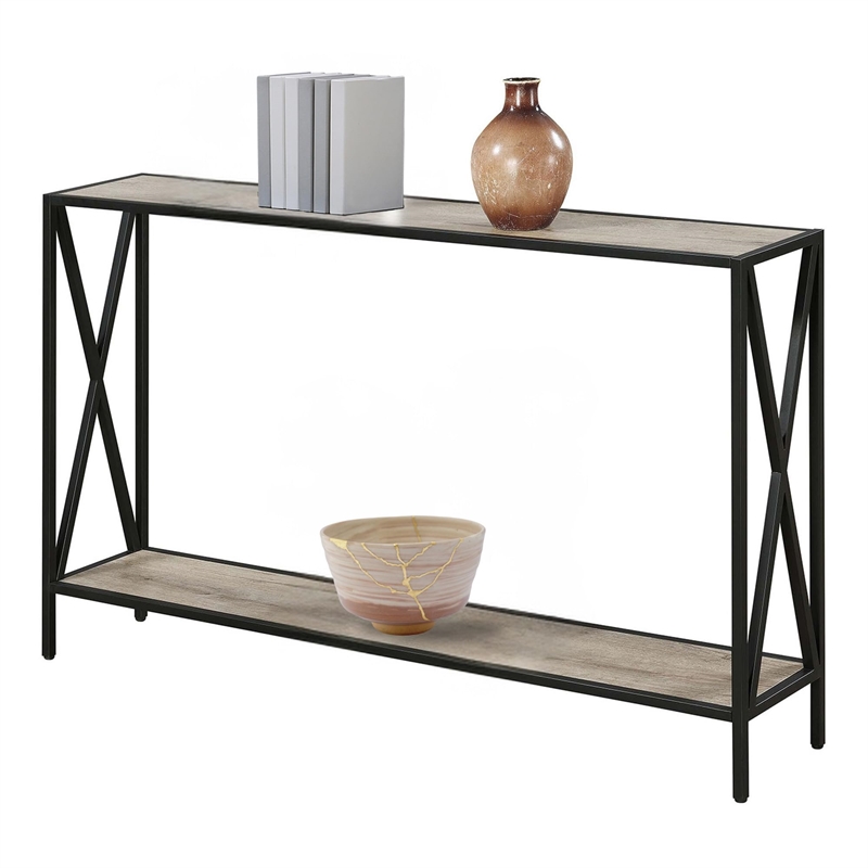 Pemberly Row Contemporary Console Table in Brown Wood Finish