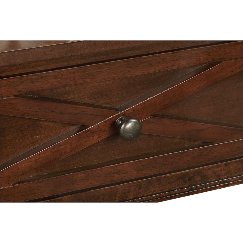 Pemberly Row Farmhouse 2 Drawer Console Table Espresso Wood Finish