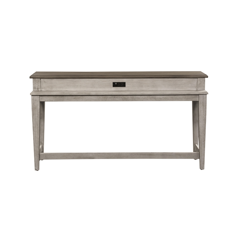Pemberly Row Vintage Wood Console Bar Table in Off White
