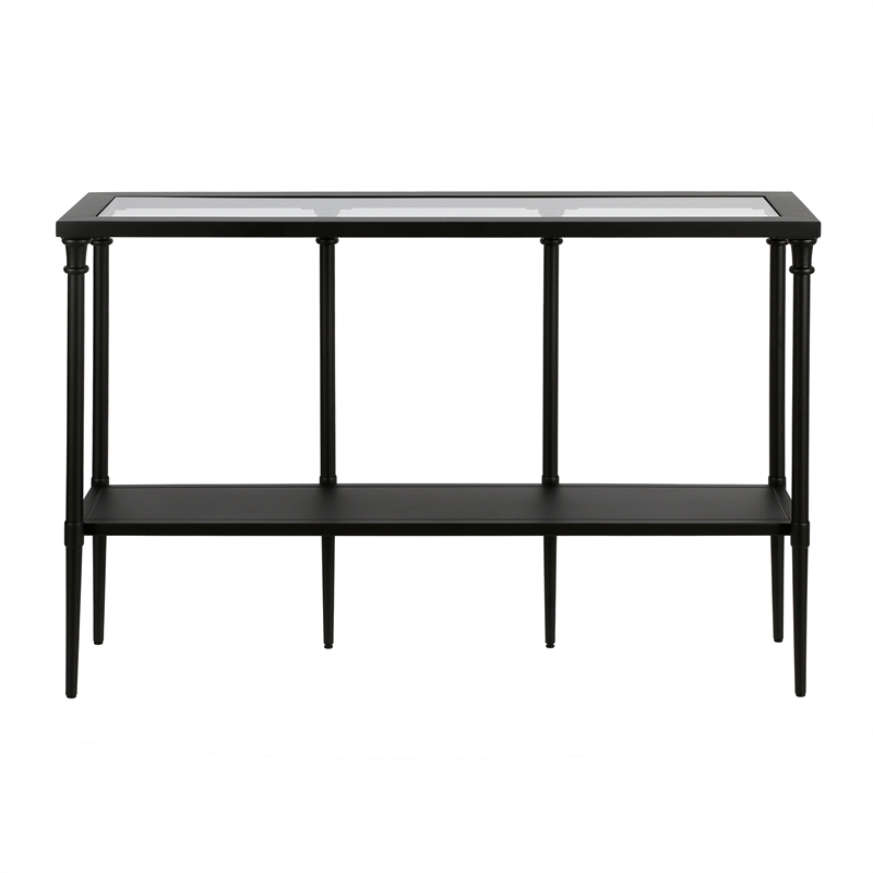 Pemberly Row Traditional Vintage Black and Bronze Metal Console Table