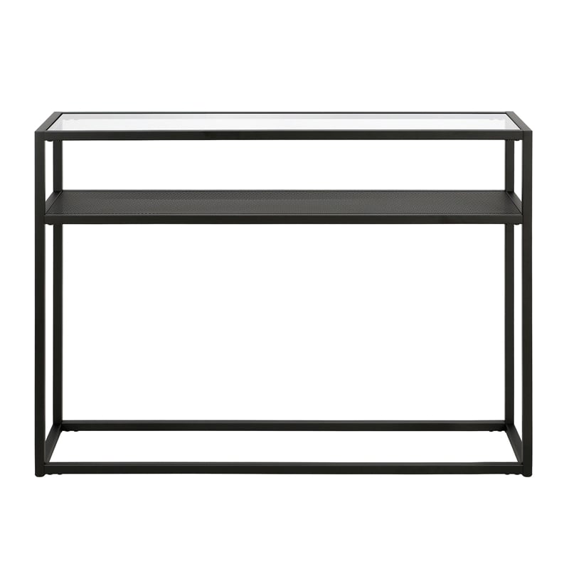 Pemberly Row Traditional Metal Two Shelf Black and Console Table