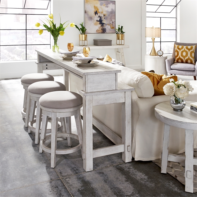 Pemberly Row Farmhouse Moder Wood Console Bar Table