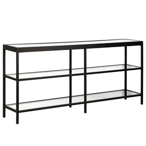 Pemberley Row Steel Blackened Bronze Console Table Rectangular Tempered Glass 64&quot Unassembled