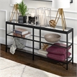 Pemberley Row Steel Blackened Bronze Console Table Rectangular Tempered Glass 64