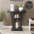 Pemberly Row Contemporary V Console Table in Gray Wood with Faux Marble Top