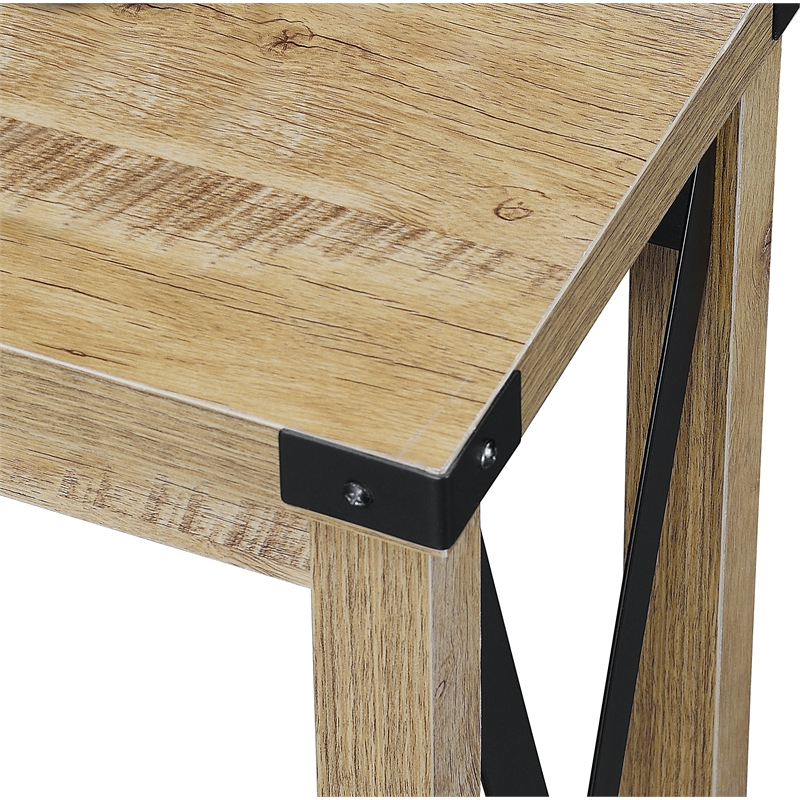 Pemberly Row Farmhouse Console Table Light English Oak Wood Finish