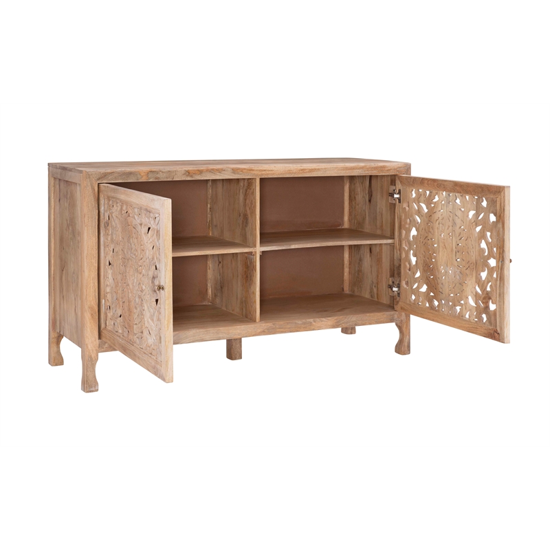 Pemberly Row Transitional Wood Two Door Cabinet in Natural Brown