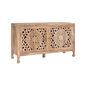 Pemberly Row Transitional Wood Two Door Cabinet in Natural Brown