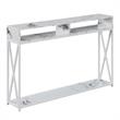 Pemberly Row Modern Deluxe Console Table with Shelf in White Wood Finish