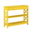 Pemberly Row Transitional One-Drawer Console Table with Shelves in Yellow Wood