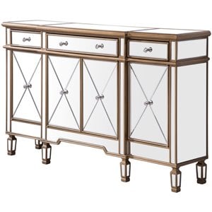 Pemberly Row 4 Door 60&quot Mirrored Sideboard in Hand Rubbed Antique Gold