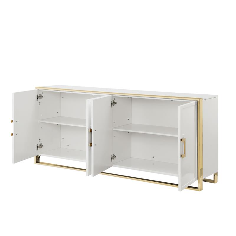 Pemberly Row Contemporary 4 Door Sideboard Buffet in White