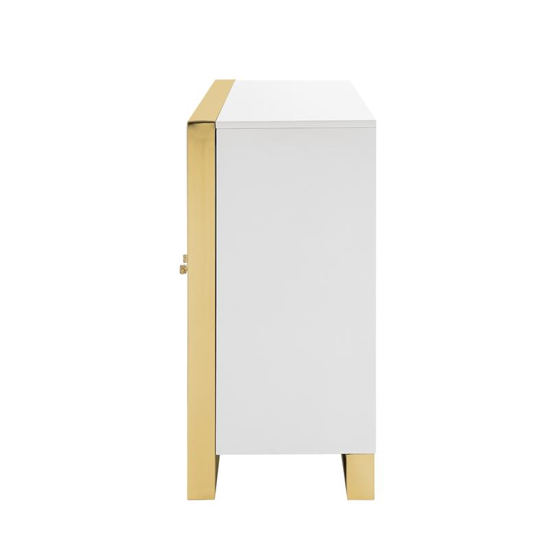 Pemberly Row Contemporary 4 Door Sideboard Buffet in White