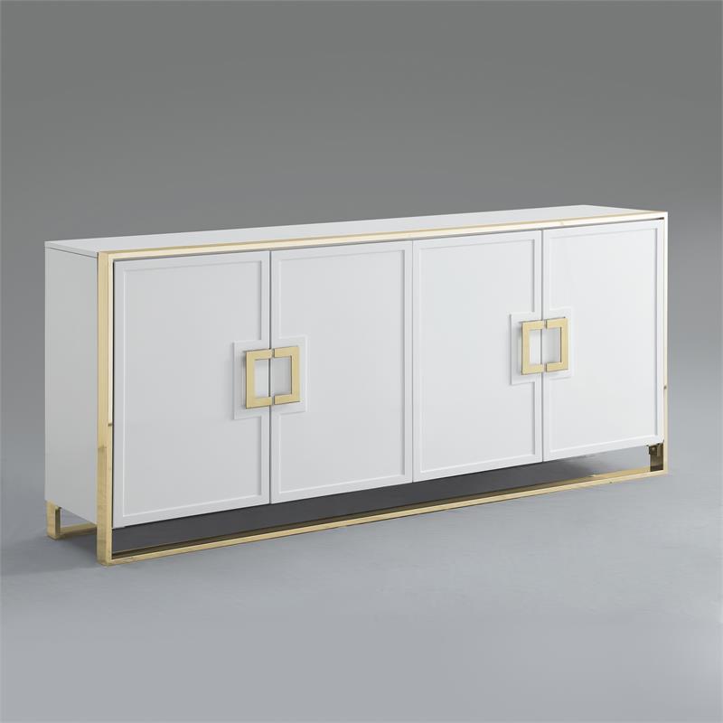 Pemberly Row Contemporary 4 Door Sideboard Buffet in White