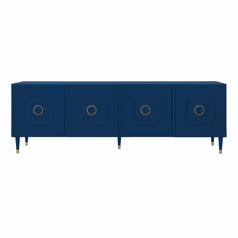 Pemberly Row Mid-Century 4 Doors Sideboard Buffet in Navy