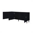 Pemberly Row Mid-Century 3 Doors Sideboard Buffet in Black