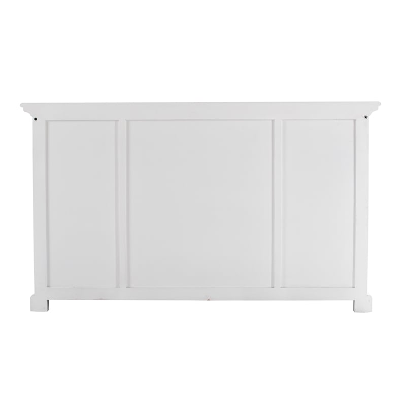 Pemberly Row Mahogany Wood Buffet with 4 Doors 3 Drawers in White