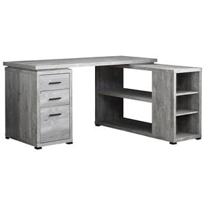 Pemberly Row Contemporary 60&quot L Shaped Computer Desk in Gray