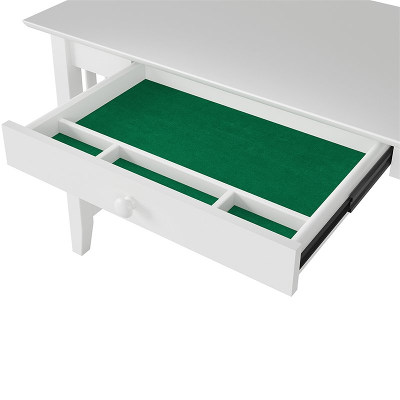 Pemberly Row Contemporary Solid Wood Charger Writing Desk in White