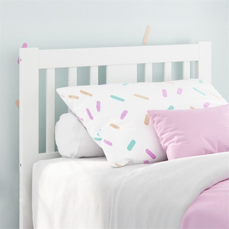 Pemberly Row Contemporary Slatted Wood Headboard Twin White Finish