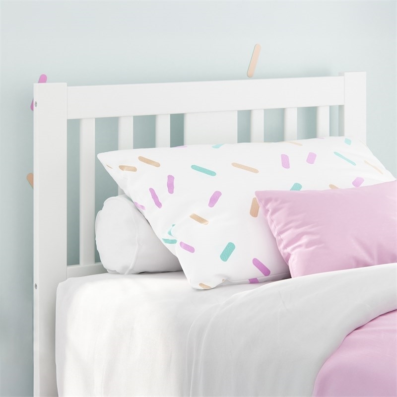 Pemberly Row Contemporary Slatted Wood Headboard Twin White Finish