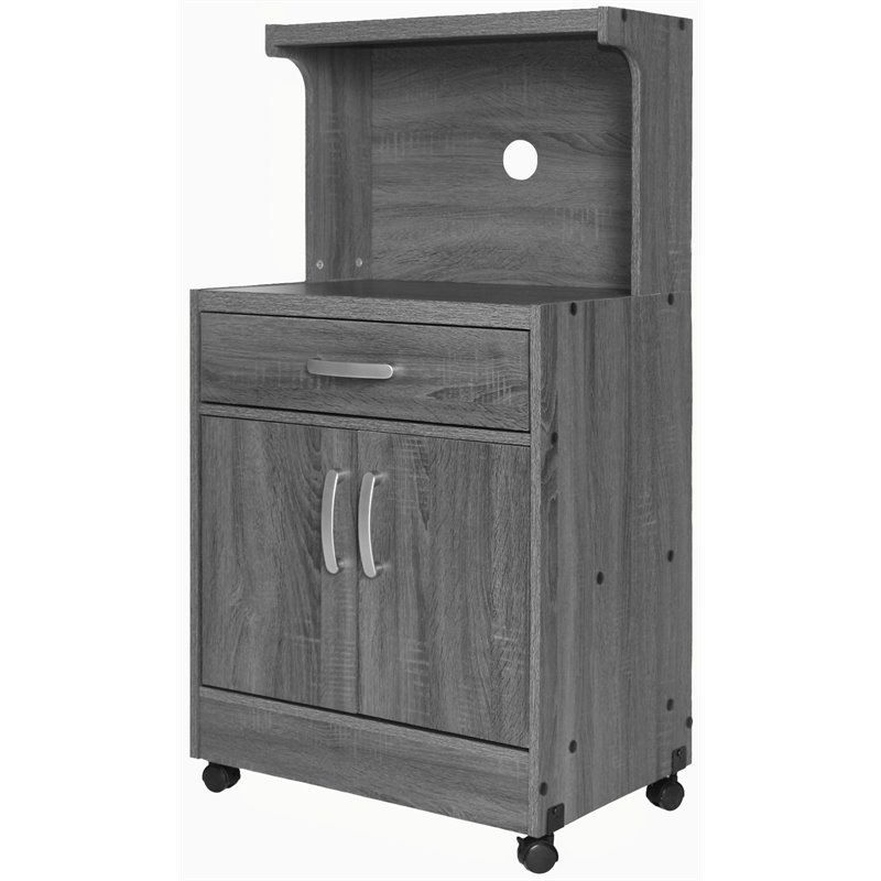Pemberley Row Engineered Wood Gray Microwave Cart Rectangular Portable 45