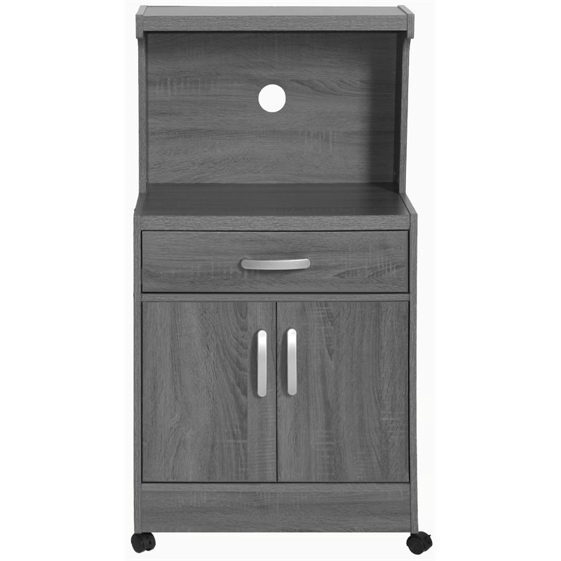 Pemberley Row Engineered Wood Gray Microwave Cart Rectangular Portable 45