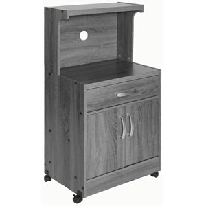 Pemberley Row Engineered Wood Gray Microwave Cart Rectangular Portable 45&quot Unassembled