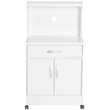Pemberly Row Modern Kitchen Wooden Microwave Cart in White