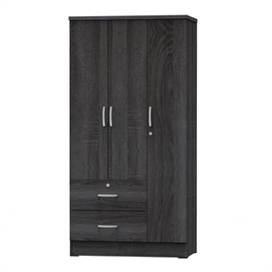 Pemberly Row Modern Wardrobe Armoire Closet with Two Drawers in Gray