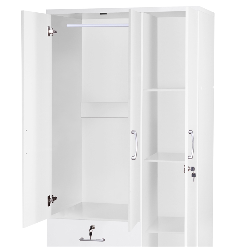 Pemberly Row Modern Wardrobe Armoire Closet with Two Drawers in White