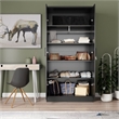 Pemberly Row Two Doors Modern Wood Armoire Wardrobe Cabinet in Black