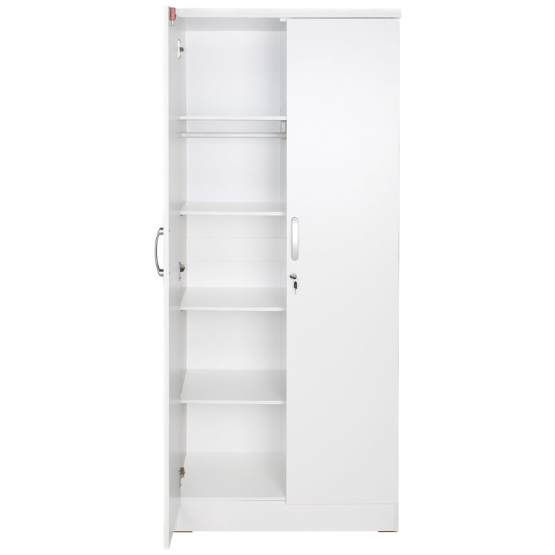 Pemberly Row Two Doors Modern Wood Armoire Wardrobe Cabinet in White