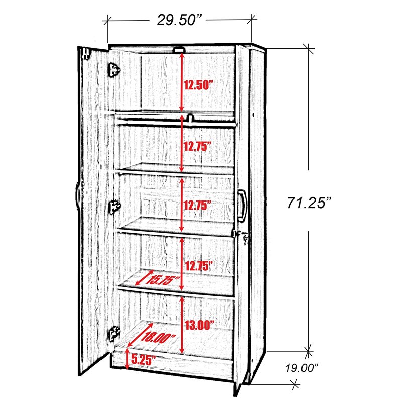 Pemberly Row Two Doors Modern Wood Armoire Wardrobe Cabinet in White