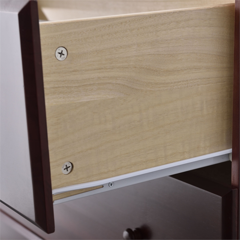 Pemberly Row Modern 4-Drawer Solid Pine Wood Chest Dresser in Mahogany