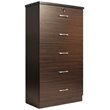 Pemberly Row Contemporary 5-Drawer Engineered Wood Tall Chest Dresser in Tobacco