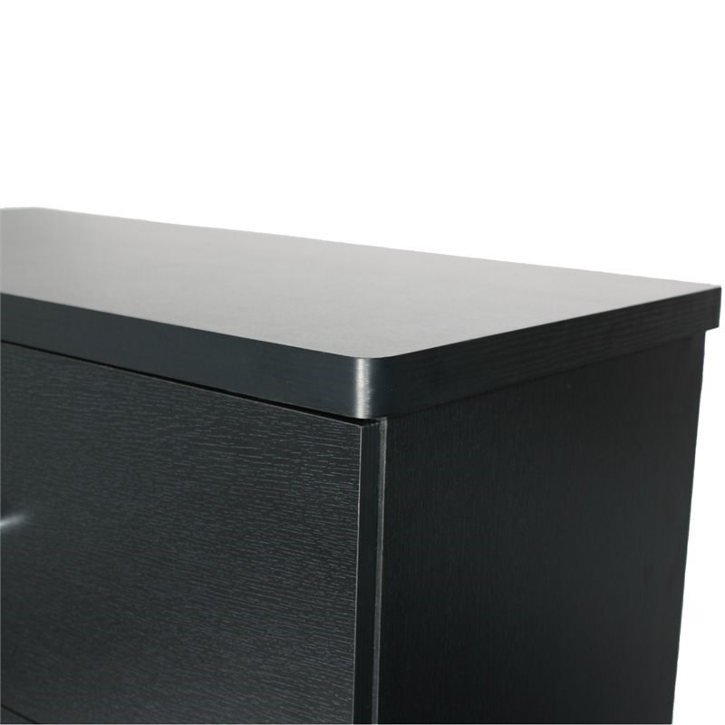 Pemberly Row Contemporary 5-Drawer Engineered Wood Tall Chest Dresser in Black