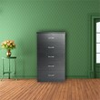Pemberly Row Contemporary 5-Drawer Engineered Wood Tall Chest Dresser in Black
