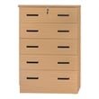 Pemberly Row Modern 5-Drawer Engineered Wood Chest Dresser with Lock in Maple